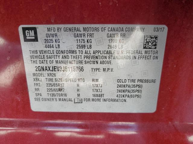 Photo 14 from auction – 2018 CHEVROLET EQUINOX LT with VIN 2GNAXJEV3J6115766