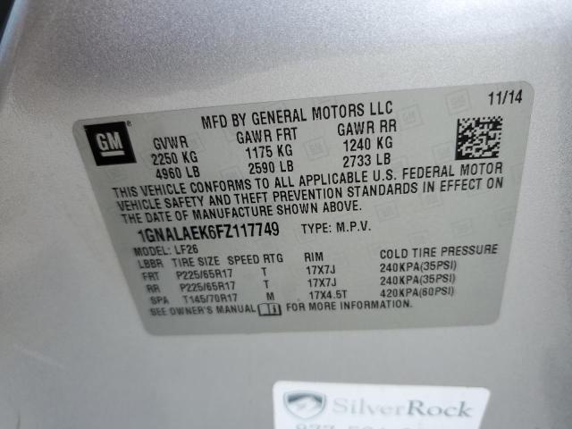 Photo 14 from auction – 2015 CHEVROLET EQUINOX LS with VIN 1GNALAEK6FZ117749