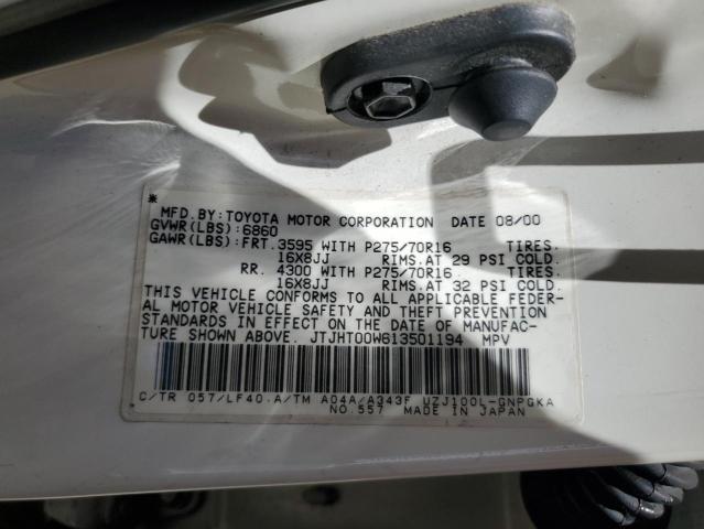 Photo 14 from auction – 2001 LEXUS LX 470 with VIN JTJHT00W613501194