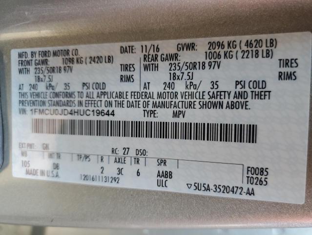 Photo 14 from auction – 2017 FORD ESCAPE TIT with VIN 1FMCU0JD4HUC19644