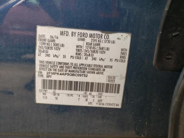 Photo 14 from auction – 2016 FORD EDGE SPORT with VIN 2FMPK4AP5GBC09752