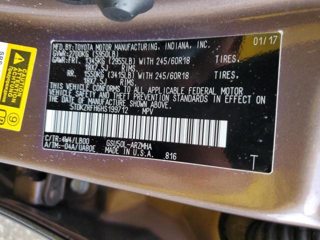 Photo 14 from auction – 2017 TOYOTA HIGHLANDER with VIN 5TDKZRFH6HS199712
