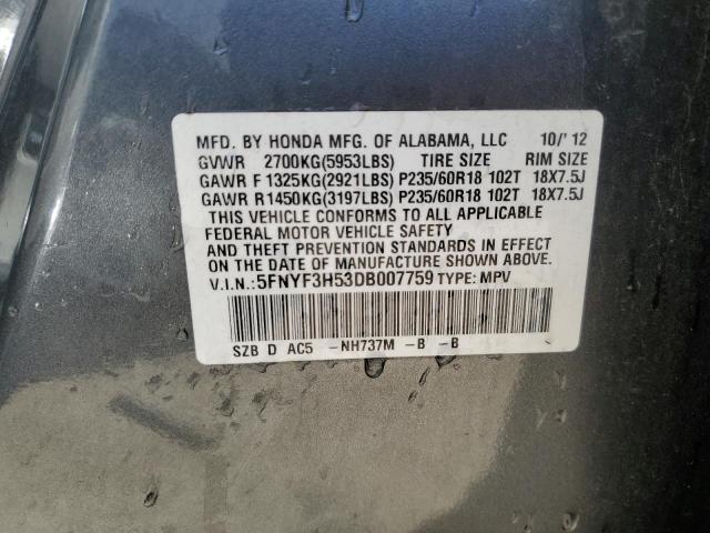 Photo 14 from auction – 2013 HONDA PILOT EXL with VIN 5FNYF3H53DB007759