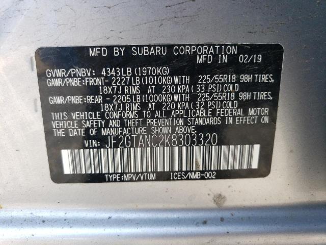Photo 14 from auction – 2019 SUBARU CROSSTREK with VIN JF2GTANC2K8303320