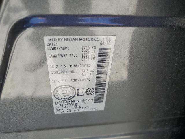 Photo 14 from auction – 2016 NISSAN PATHFINDER with VIN 5N1AR2MM8GC649374