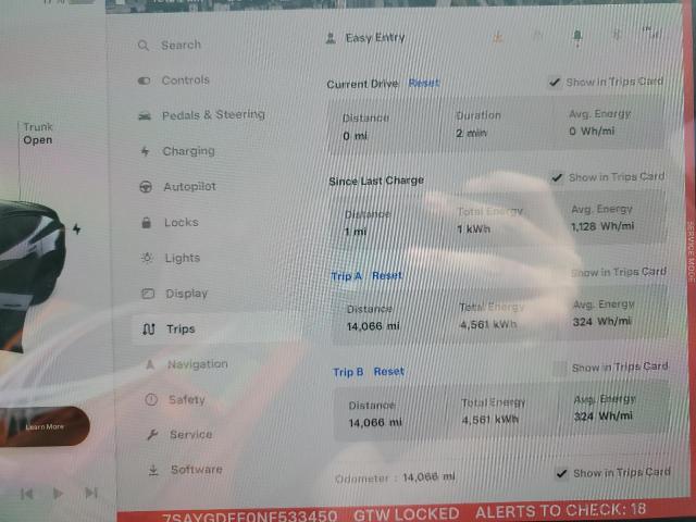 Photo 9 from auction – 2022 TESLA MODEL Y with VIN 7SAYGDEF0NF533450
