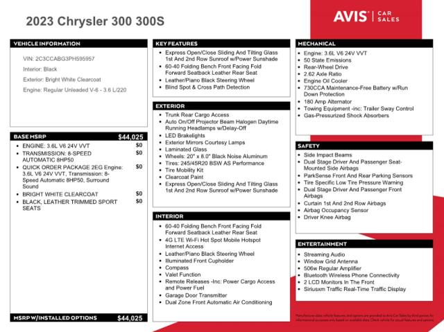 Photo 12 from auction – 2023 CHRYSLER 300 S with VIN 2C3CCABG3PH595957