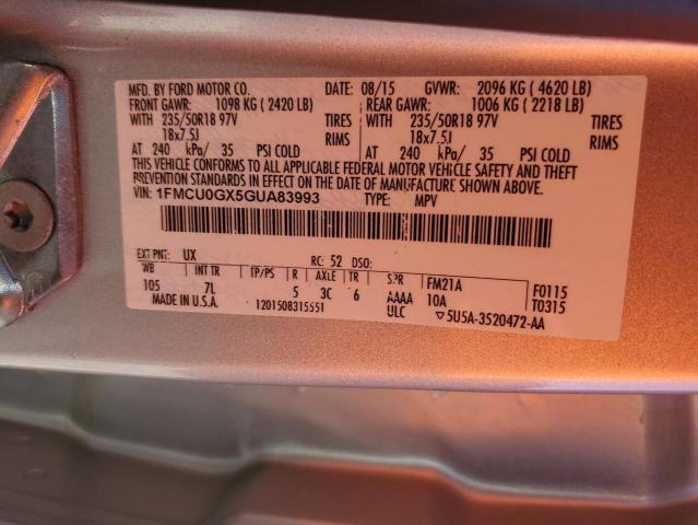 Photo 14 from auction – 2016 FORD ESCAPE SE with VIN 1FMCU0GX5GUA83993