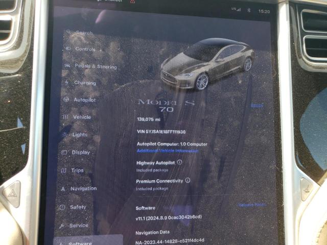Photo 9 from auction – 2015 TESLA MODEL S with VIN 5YJSA1E18FF111936