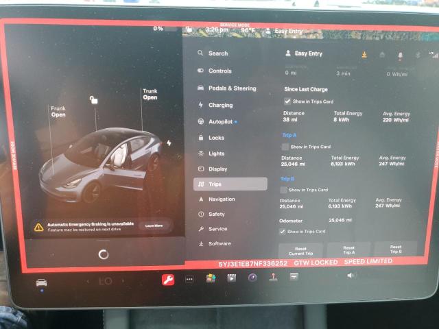Photo 9 from auction – 2022 TESLA MODEL 3 with VIN 5YJ3E1EB7NF336252