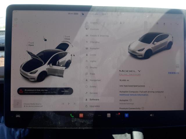 Photo 9 from auction – 2022 TESLA MODEL Y with VIN 7SAYGDEF9NF543555