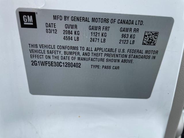 Photo 10 from auction – 2012 CHEVROLET IMPALA LS with VIN 2G1WF5E30C1280402
