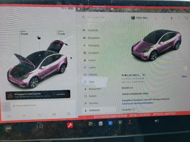 Photo 9 from auction – 2021 TESLA MODEL Y with VIN 5YJYGDEE4MF131109