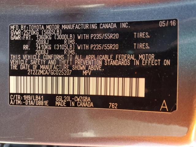 Photo 14 from auction – 2016 LEXUS RX 350 with VIN 2T2ZZMCA7GC025207