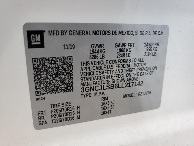 Photo 14 from auction – 2020 CHEVROLET TRAX 1LT with VIN 3GNCJLSB6LL217142