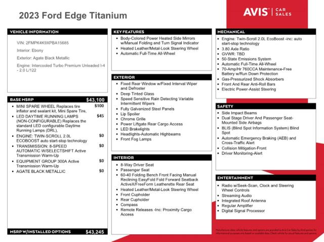 Photo 12 from auction – 2023 FORD EDGE TITAN with VIN 2FMPK4K9XPBA15685
