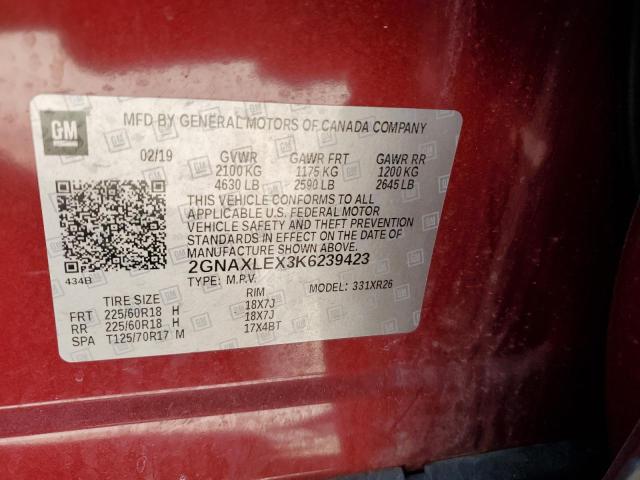 Photo 14 from auction – 2019 CHEVROLET EQUINOX LT with VIN 2GNAXLEX3K6239423