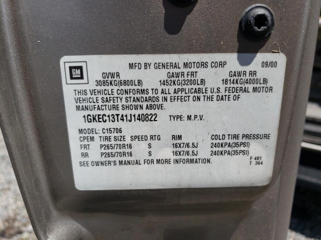 Photo 14 from auction – 2001 GMC YUKON with VIN 1GKEC13T41J140822
