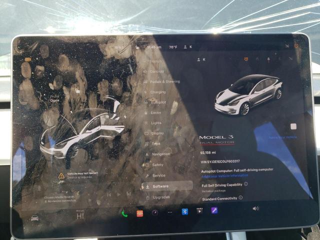 Photo 9 from auction – 2020 TESLA MODEL 3 with VIN 5YJ3E1EC0LF603317
