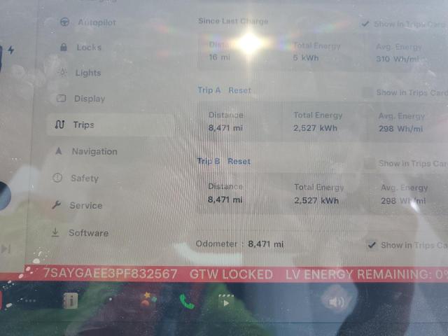 Photo 9 from auction – 2023 TESLA MODEL Y with VIN 7SAYGAEE3PF832567