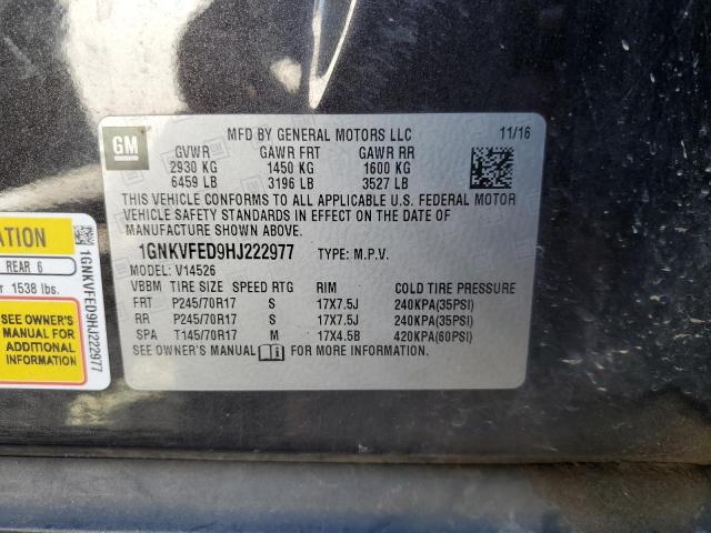 Photo 14 from auction – 2017 CHEVROLET TRAVERSE L with VIN 1GNKVFED9HJ222977