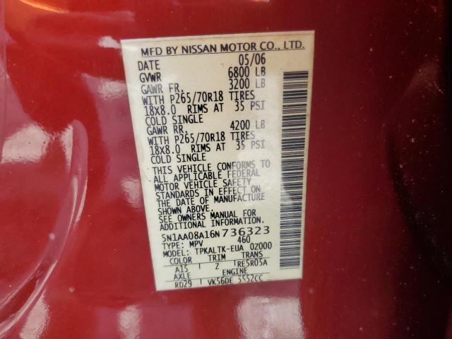 Photo 14 from auction – 2006 NISSAN ARMADA SE with VIN 5N1AA08A16N736323