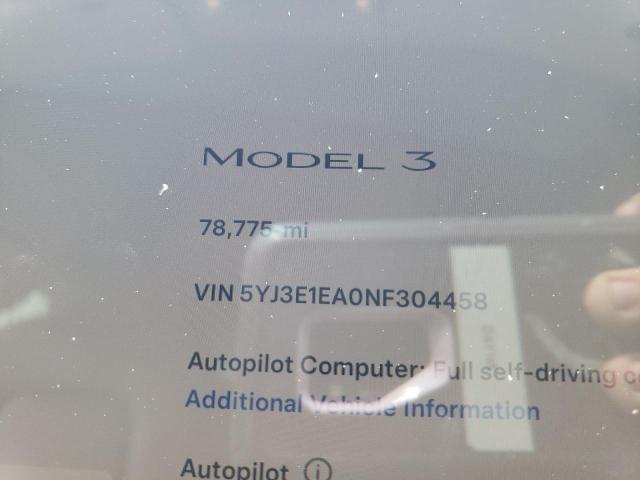 Photo 9 from auction – 2022 TESLA MODEL 3 with VIN 5YJ3E1EA0NF304458