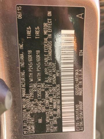 Photo 14 from auction – 2015 TOYOTA HIGHLANDER with VIN 5TDBKRFH6FS182636