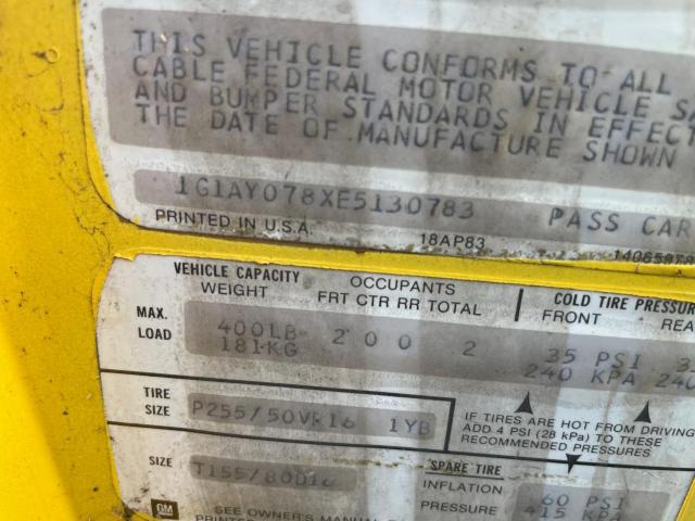 Photo 10 from auction – 1984 CHEVROLET CORVETTE with VIN 1G1AY078XE5130783