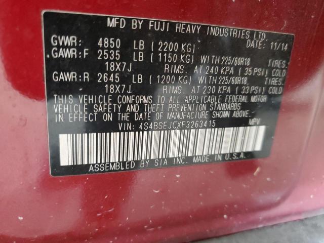 Photo 14 from auction – 2015 SUBARU OUTBACK 3. with VIN 4S4BSEJCXF3263415