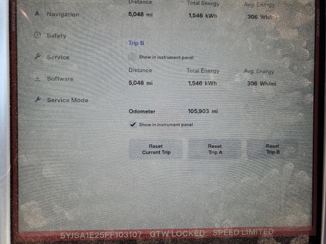 Photo 9 from auction – 2015 TESLA MODEL S with VIN 5YJSA1E25FF103107