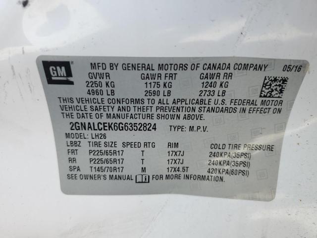 Photo 14 from auction – 2016 CHEVROLET EQUINOX LT with VIN 2GNALCEK6G6352824