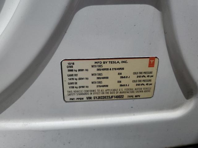 Photo 14 from auction – 2018 TESLA MODEL X with VIN 5YJXCDE23JF140022