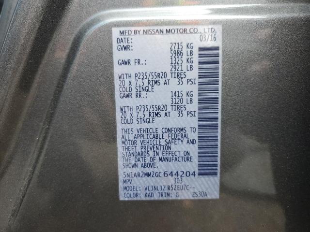Photo 14 from auction – 2016 NISSAN PATHFINDER with VIN 5N1AR2MM2GC644204