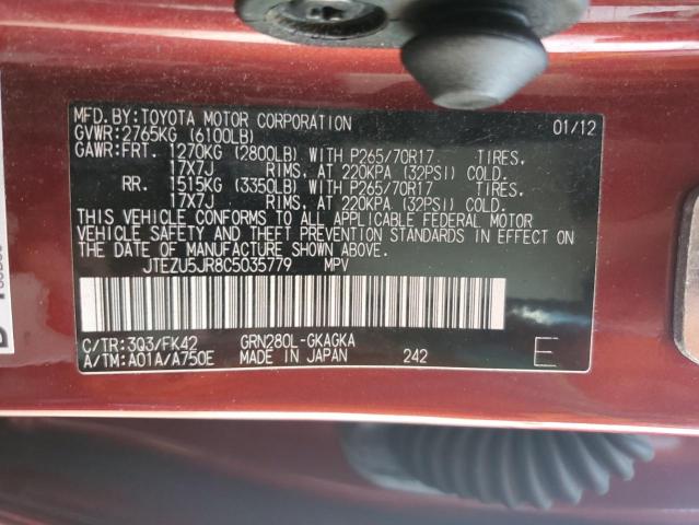 Photo 14 from auction – 2012 TOYOTA 4RUNNER SR with VIN JTEZU5JR8C5035779