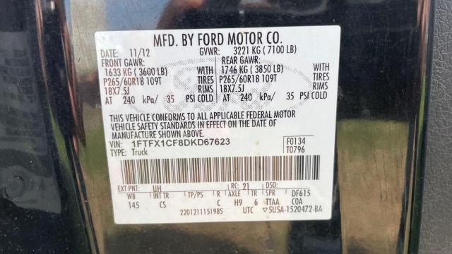 Photo 10 from auction – 2013 FORD F150 SUPER with VIN 1FTFX1CF8DKD67623