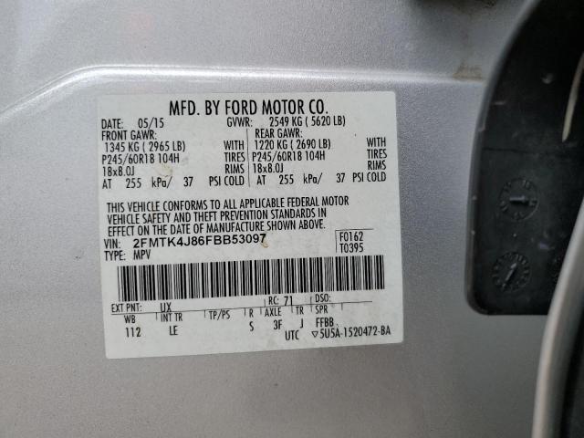 Photo 14 from auction – 2015 FORD EDGE SEL with VIN 2FMTK4J86FBB53097
