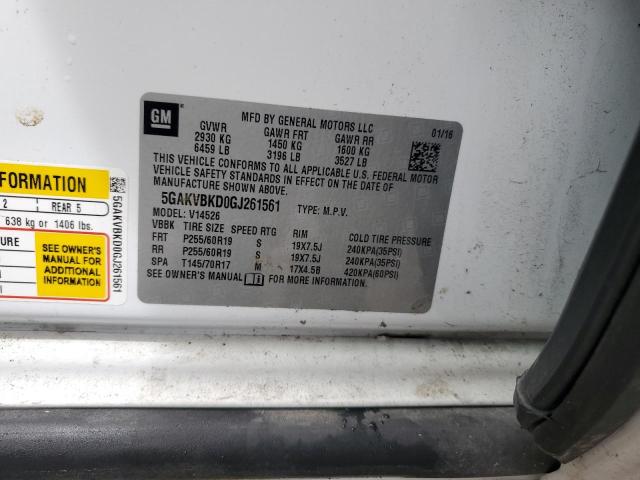 Photo 14 from auction – 2016 BUICK ENCLAVE with VIN 5GAKVBKD0GJ261561
