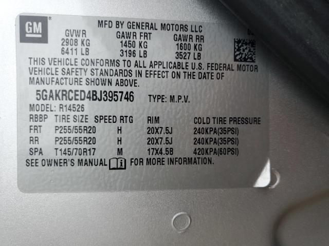 Photo 14 from auction – 2011 BUICK ENCLAVE CX with VIN 5GAKRCED4BJ395746