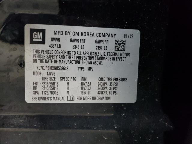 Photo 14 from auction – 2022 CHEVROLET TRAX 1LT with VIN KL7CJPSMXNB539642