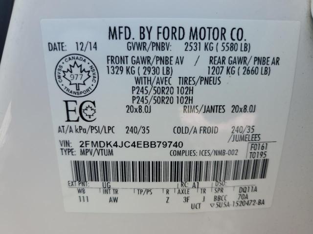 Photo 14 from auction – 2014 FORD EDGE SEL with VIN 2FMDK4JC4EBB79740