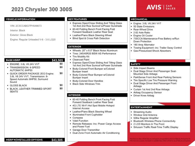 Photo 12 from auction – 2023 CHRYSLER 300 S with VIN 2C3CCABG7PH548673