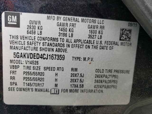 Photo 14 from auction – 2012 BUICK ENCLAVE with VIN 5GAKVDED4CJ167359