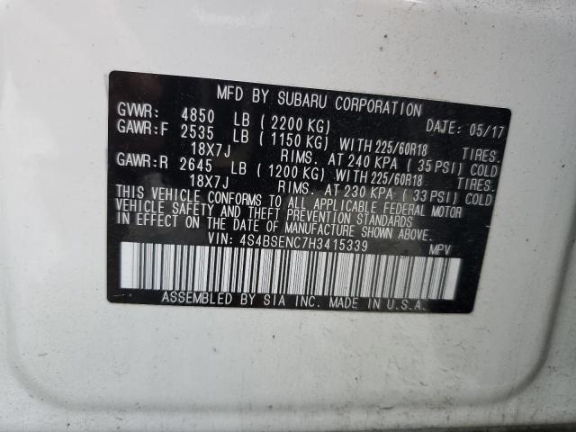 Photo 14 from auction – 2017 SUBARU OUTBACK 3. with VIN 4S4BSENC7H3415339