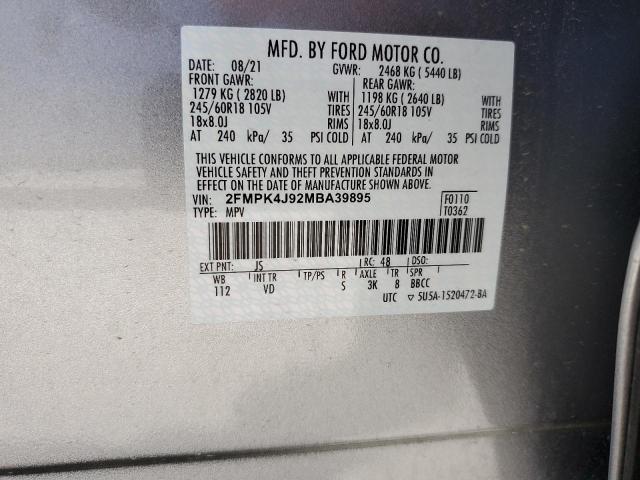 Photo 14 from auction – 2021 FORD EDGE SEL with VIN 2FMPK4J92MBA39895
