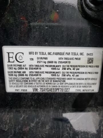 Photo 14 from auction – 2023 TESLA MODEL Y with VIN 7SAYGAEE0PF761327