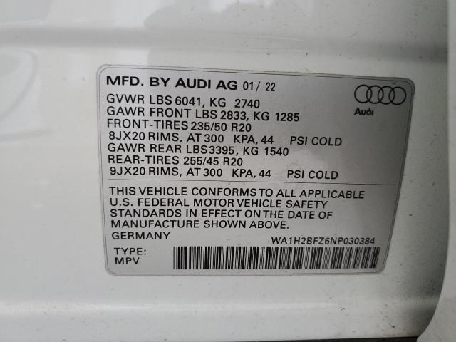 Photo 14 from auction – 2022 AUDI Q4 E-TRON with VIN WA1H2BFZ6NP030384
