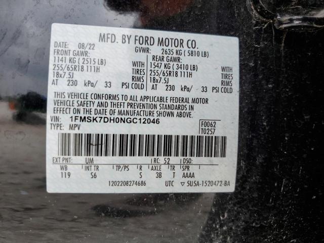 Photo 14 from auction – 2022 FORD EXPLORER X with VIN 1FMSK7DH0NGC12046