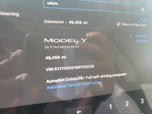 Photo 9 from auction – 2021 TESLA MODEL Y with VIN 5YJYGDED1MF122035
