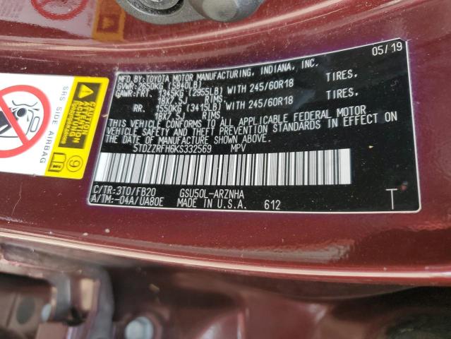 Photo 14 from auction – 2019 TOYOTA HIGHLANDER with VIN 5TDZZRFH6KS332569
